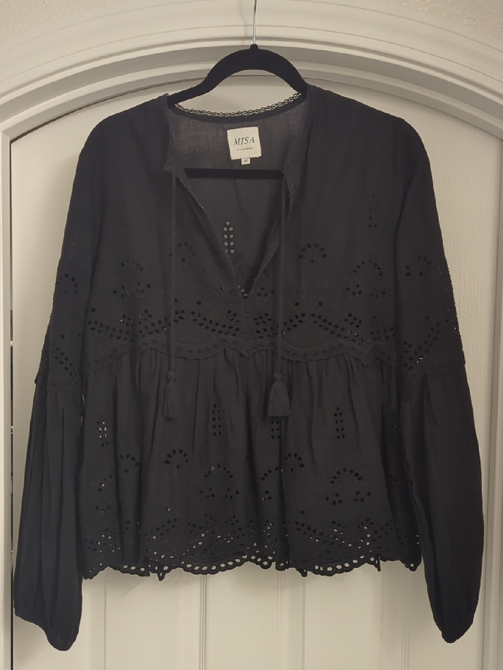 Misa Los Angeles Black Eyelet Tassel Tunic